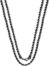 Load image into Gallery viewer, 2.5mm Stainless Steel Black Color Rope Twist Necklace Chain for Men &amp; Women Comes in 16-30 inches (16, 2.5mm)
