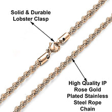 Load image into Gallery viewer, 5mm Stainless Steel Rose Gold Color Rope Twist Necklace Chain for Men &amp; Women Comes in 16-30 inches (16, 5mm)
