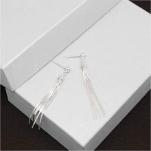 Load image into Gallery viewer, 925 Sterling Silver White Yellow &amp; Rose Color Dangle Drop Tassel Threader Stud Women Earrings (White)
