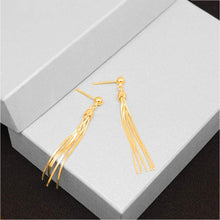 Load image into Gallery viewer, 925 Sterling Silver White Yellow &amp; Rose Color Dangle Drop Tassel Threader Stud Women Earrings (Yellow)
