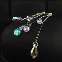 Load image into Gallery viewer, 14k White Gold Plated Aurora Borealis Drop Tear Cut Austrian Rainbow Multicolor Crystal Tear Drop Cut Stud Dangle Earrings For Women &amp; Girls
