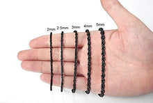 Load image into Gallery viewer, 4mm Stainless Steel Black Color Rope Twist Necklace Chain for Men &amp; Women Comes in 16-30 inches (16, 4mm)
