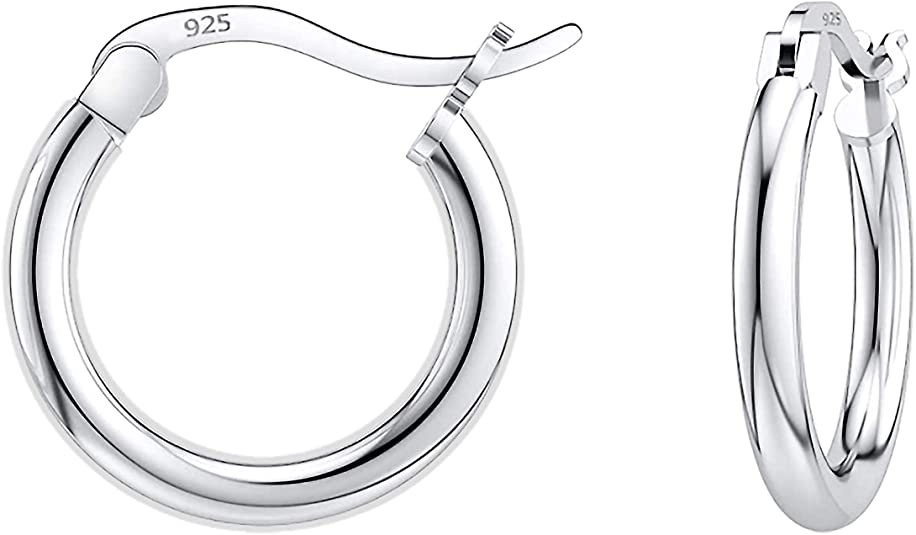 925 Sterling silver Round Hoop Earrings for Women, Girls & Men Comes in 10MM-25MM (12)