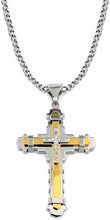 Load image into Gallery viewer, Stainless Steel Black &amp; Silver Color Cubic Zirconia Cross Pendant 24 inch Cuban Chain Necklace for Men
