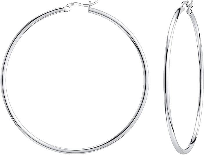 925 Sterling silver Round Hoop Earrings for Women & Girls Comes in 55MM