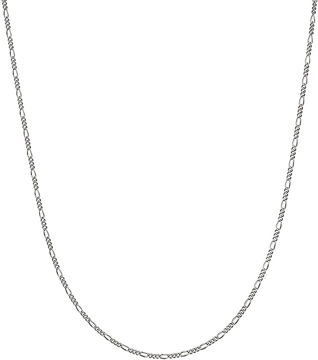 925 Sterling Silver 1.5mm Italian Solid Figaro Link Chain Necklace Made in Italy For Men & Women