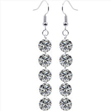 Load image into Gallery viewer, 14k White Gold Plated Cubic Zirconia Crystal Round Cut Dangle Earrings For Women &amp; Girls
