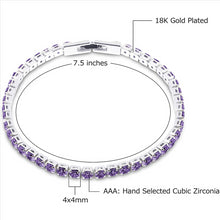 Load image into Gallery viewer, 14K White Gold Plated Purple Cubic Zirconia Round 4MM Classic Tennis Bracelet For Women
