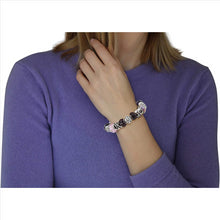 Load image into Gallery viewer, Silver Tone Charm Bracelet With Purple Crystal And Murano Glass Beads Snake Chain For Women &amp; Girls
