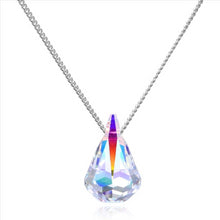 Load image into Gallery viewer, 14K White Gold Plated Aurora Borealis Drop Cut 18 Inches Pendant Chain Necklace For Women &amp; Girls
