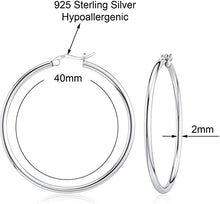 Load image into Gallery viewer, 925 Sterling silver Round Hoop Earrings for Women &amp; Girls Comes in 40MM
