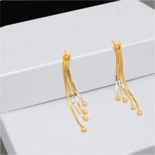 Load image into Gallery viewer, 925 Sterling Silver White Yellow &amp; Rose Color Dangle Drop Ball Tassel Threader Stud Women Earrings (Yellow)
