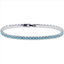 Load image into Gallery viewer, 14K White Gold Plated Light Blue Cubic Zirconia Round 4MM Classic Tennis Bracelet For Women
