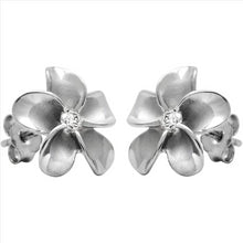 Load image into Gallery viewer, 14K White Gold Plated Cubic Zirconia Round Cut Flower Stud Earrings For Women &amp; Girls
