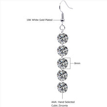 Load image into Gallery viewer, 14k White Gold Plated Cubic Zirconia Crystal Round Cut Dangle Earrings For Women &amp; Girls
