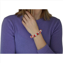 Load image into Gallery viewer, Silver Tone Charm Bracelet With Red Crystal And Murano Glass Beads Snake Chain For Women &amp; Girls
