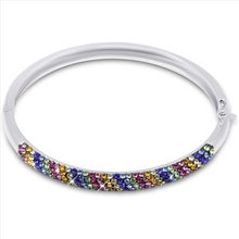 Load image into Gallery viewer, 18K White Gold Plated Round Cut Rainbow Cubic Zirconia Bangle Bracelet For Women &amp; Girls
