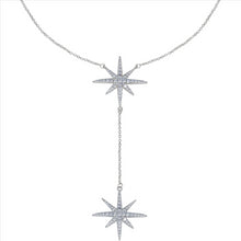 Load image into Gallery viewer, 14K White Gold Plated Cubic Zirconia Round Cut Starburst 18 Inches Pendant Chain Necklace for Women &amp; Girls
