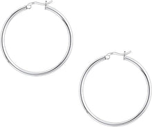 Load image into Gallery viewer, 925 Sterling silver Round Hoop Earrings for Women, Girls &amp; Men Comes in 35MM
