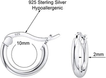 Load image into Gallery viewer, 925 Sterling silver Round Hoop Earrings for Women, Girls &amp; Men Comes in 10MM
