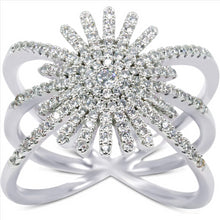 Load image into Gallery viewer, 18K White Gold Plated Cubic Zirconia Starburst Ring for Women &amp; Girls
