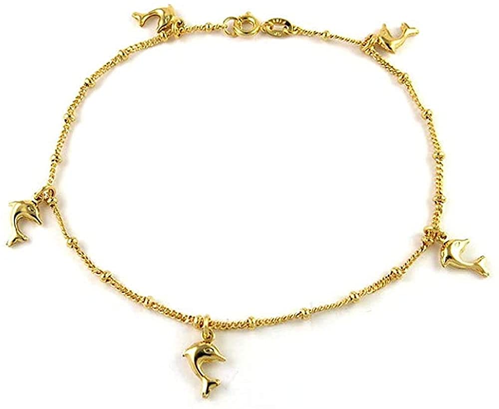 14K Gold Plated 10 Inches Pendant Charm Chain Summer Anklet for Women & Girls Comes With Gift Box