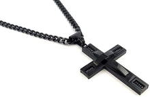 Load image into Gallery viewer, Stainless Steel Black Color Cross Pendant 24 inch Cuban Chain Necklace for Men
