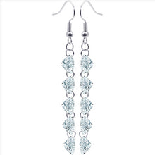 Load image into Gallery viewer, 14k White Gold Plated Cubic Zirconia Crystal Round Cut Dangle Earrings For Women &amp; Girls
