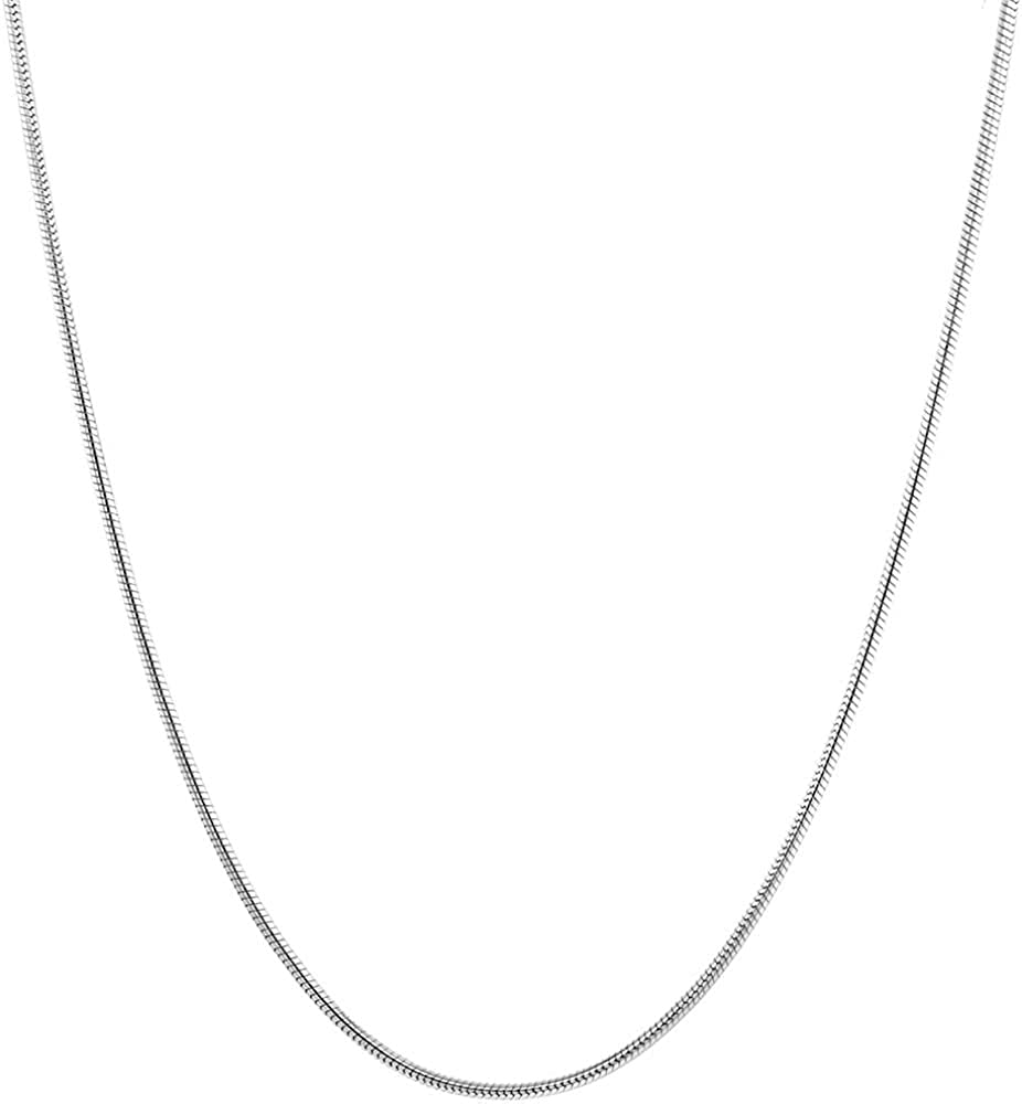 925 Sterling Silver Solid Italian Round Diamond Cut Snake Chain Necklace For Men & Women - Made in Italy Comes in 1MM