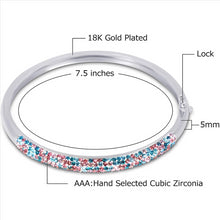 Load image into Gallery viewer, 18K White Gold Plated Round Cut Multicolor Cubic Zirconia Bangle Bracelet For Women &amp; Girls
