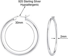 Load image into Gallery viewer, 925 Sterling silver Round Hoop Earrings for Women &amp; Girls Comes in 30MM (30)
