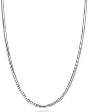 Load image into Gallery viewer, 925 Sterling Silver 3mm Solid Italian Round Diamond Cut Flexible Snake Chain Necklace With Gift Box For Men &amp; Women - Made in Italy
