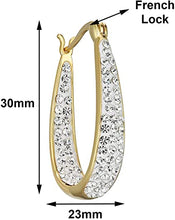 Load image into Gallery viewer, Inside Out Oval Shape Crystal Hoop Earrings For Women &amp; Girls (Yellow Gold)
