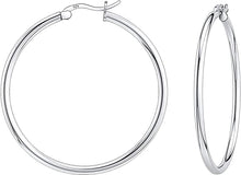 Load image into Gallery viewer, 925 Sterling silver Round Hoop Earrings for Women, Girls &amp; Men Comes in 35MM
