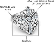 Load image into Gallery viewer, 18K White Gold Plated Round Cut Cubic Zirconia Filigree Cross Ring Women&#39;s Girl&#39;s Religious Ring Comes with Gift Box
