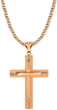 Load image into Gallery viewer, Stainless Steel Gold Color Cross Pendant 24 inch Cuban Chain Necklace for Men
