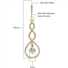 Load image into Gallery viewer, 14K Gold Plated Cubic Zirconia Hanging Dangle Spiral Twist Earrings for Women &amp; Girls
