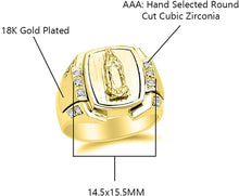 Load image into Gallery viewer, 18K Yellow Gold Plated Lady of Guadalupe Virgin Mary with Round Cut Cubic Zirconia Women&#39;s Girl&#39;s Religious Signet Ring Comes with Gift Box
