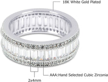 Load image into Gallery viewer, 18K Gold Plated Cubic Zirconia 8MM Emerald Cut Eternity Lustrous Ring Band for Women
