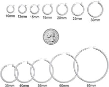 Load image into Gallery viewer, 925 Sterling silver Round Hoop Earrings for Women, Girls &amp; Men Comes in 10MM
