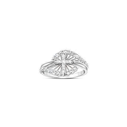 18K White Gold Plated Round Cut Cubic Zirconia Small Cross Band Ring Women's Girl's Religious Ring