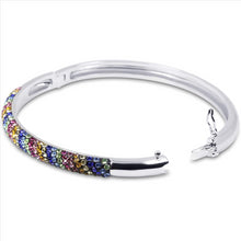 Load image into Gallery viewer, 18K White Gold Plated Round Cut Rainbow Cubic Zirconia Bangle Bracelet For Women &amp; Girls
