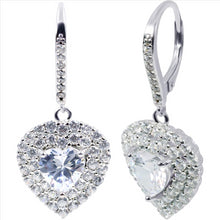 Load image into Gallery viewer, 14K Gold Plated Cubic Zirconia Hanging Dangle Heart Cut Earrings for Women &amp; Girls
