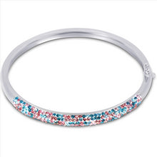 Load image into Gallery viewer, 18K White Gold Plated Round Cut Multicolor Cubic Zirconia Bangle Bracelet For Women &amp; Girls
