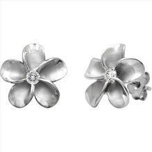 Load image into Gallery viewer, 14K White Gold Plated Cubic Zirconia Round Cut Flower Stud Earrings For Women &amp; Girls
