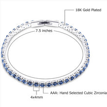 Load image into Gallery viewer, 14K White Gold Plated Navy Blue Cubic Zirconia Round 4MM Classic Tennis Bracelet For Women
