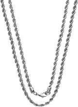 Load image into Gallery viewer, 3mm Stainless Steel Rope Twist Necklace Chain for Men &amp; Women Comes in 16-30 inches (16, 3mm)
