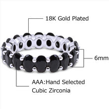 Load image into Gallery viewer, 18K White Gold Plated Black Cubic Zirconia Oval Cut Eternity Ring Band for Women &amp; Girls
