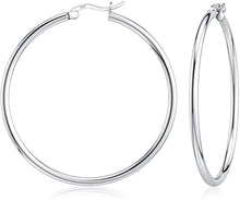 Load image into Gallery viewer, 925 Sterling silver Round Hoop Earrings for Women &amp; Girls Comes in 40MM
