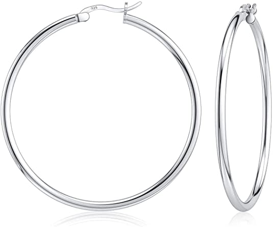 925 Sterling silver Round Hoop Earrings for Women & Girls Comes in 40MM